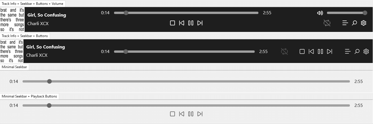 seekbar buttons